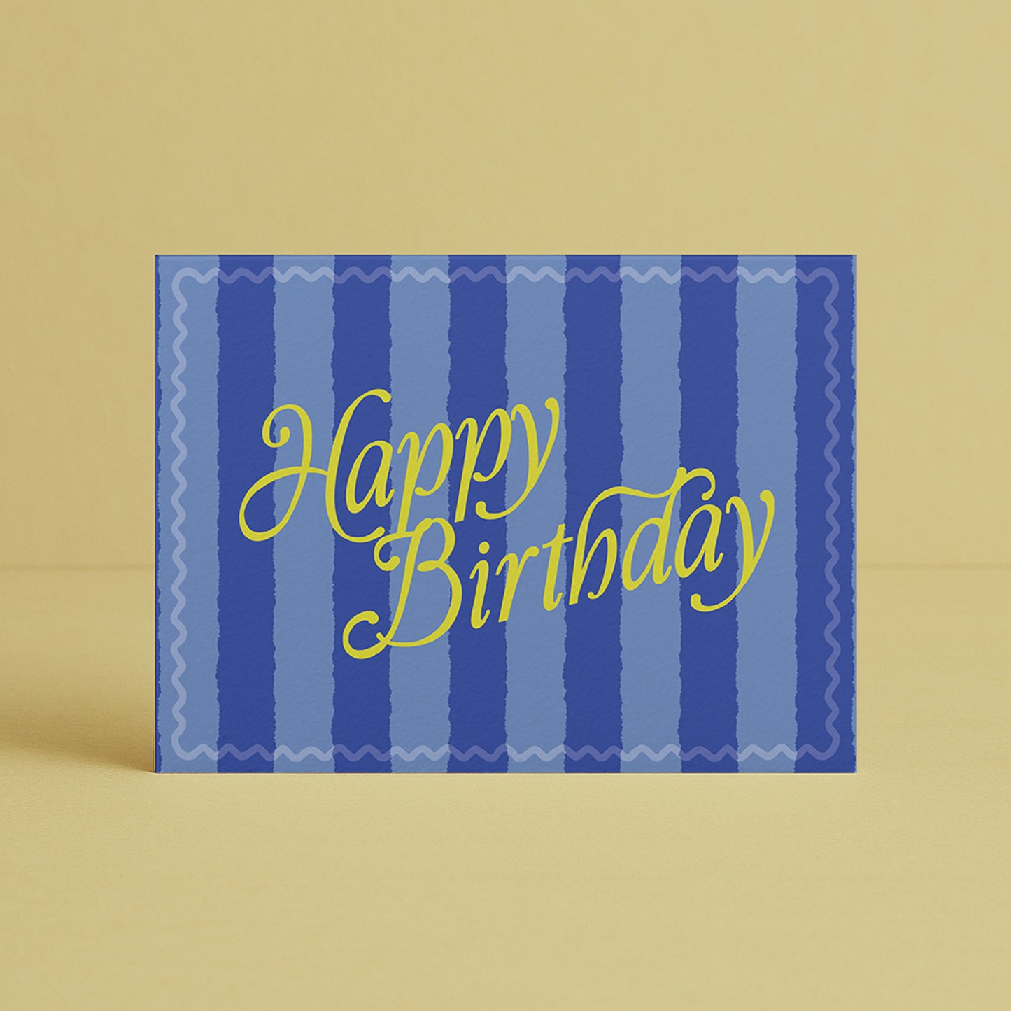 'Happy Birthday' Blue Chunky Stripe Card