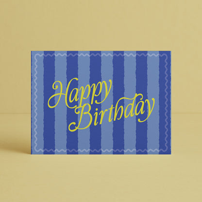'Happy Birthday' Blue Chunky Stripe Card