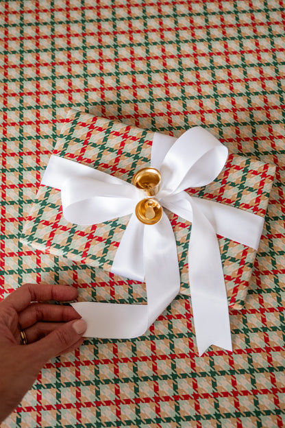 'Christmas Houndstooth' Kraft Wrapping Paper Roll