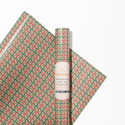 'Christmas Houndstooth' Kraft Wrapping Paper Roll