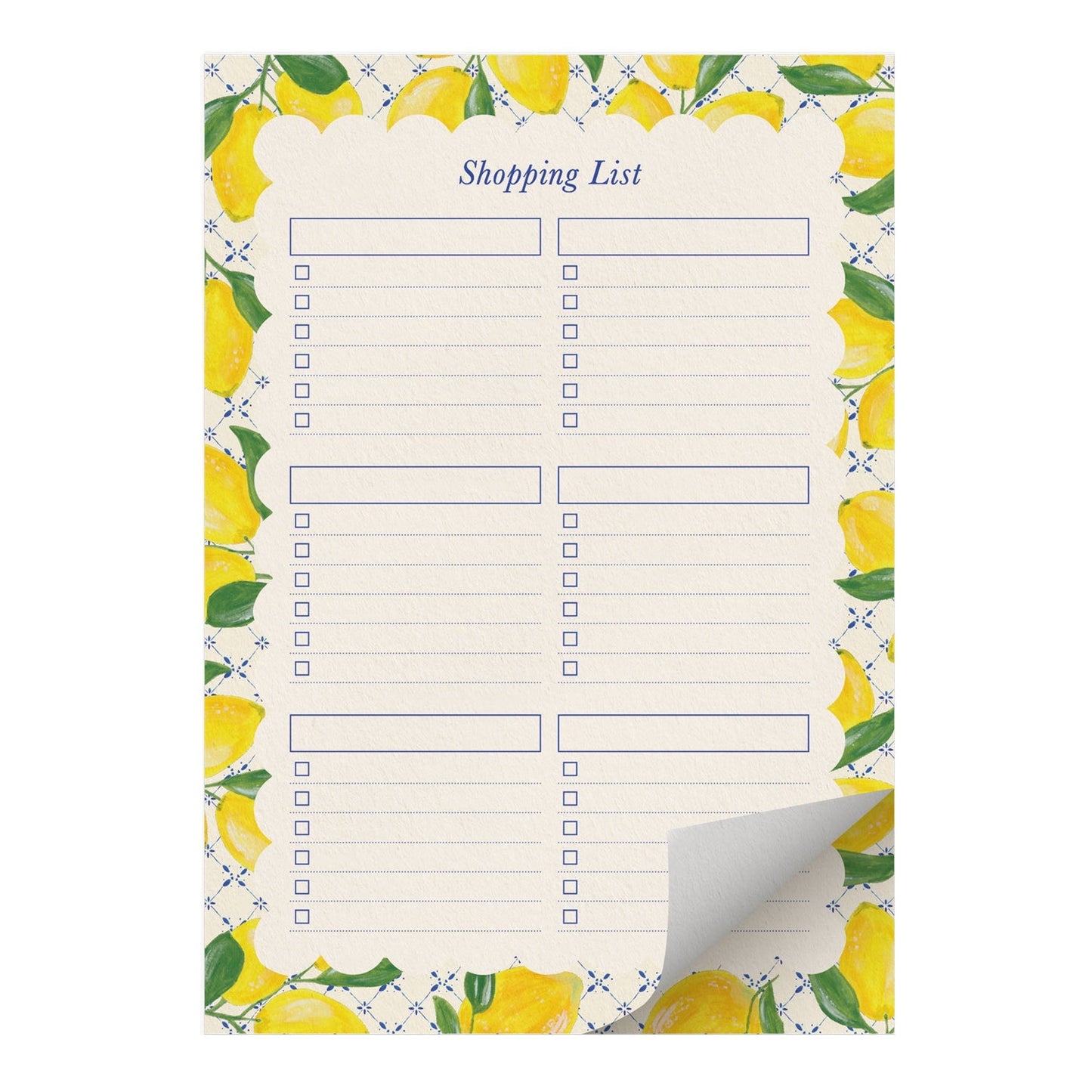 'Amalfi Lemons' Magnetic Shopping List Notepad