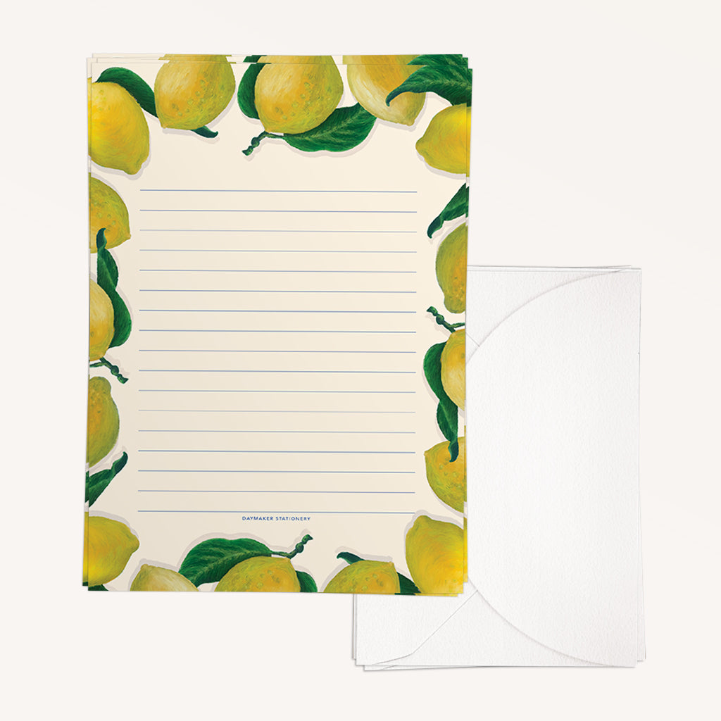 Mixed Pack of 'Fruits & Veg' Lined Letter Writing Stationery