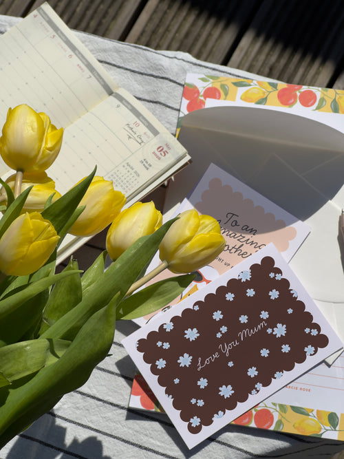 'Love You Mum' Blue Blossoms Card