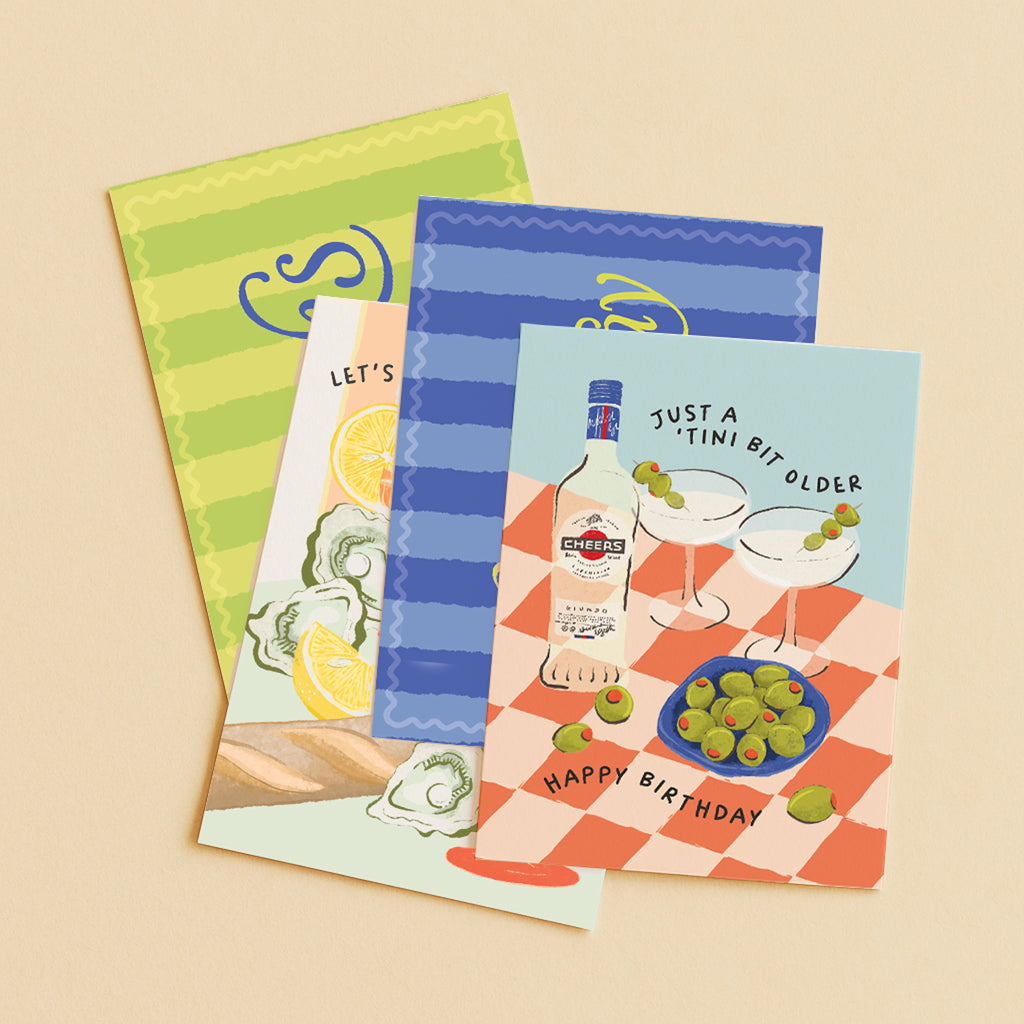 'Happy Birthday' Blue Chunky Stripe Card