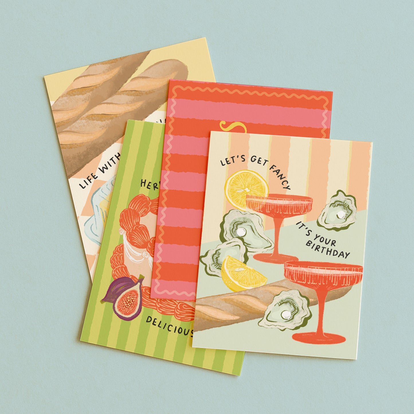 'Congrats' Pink & Red Chunky Stripe Card