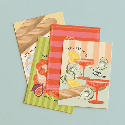 'Congrats' Pink & Red Chunky Stripe Card