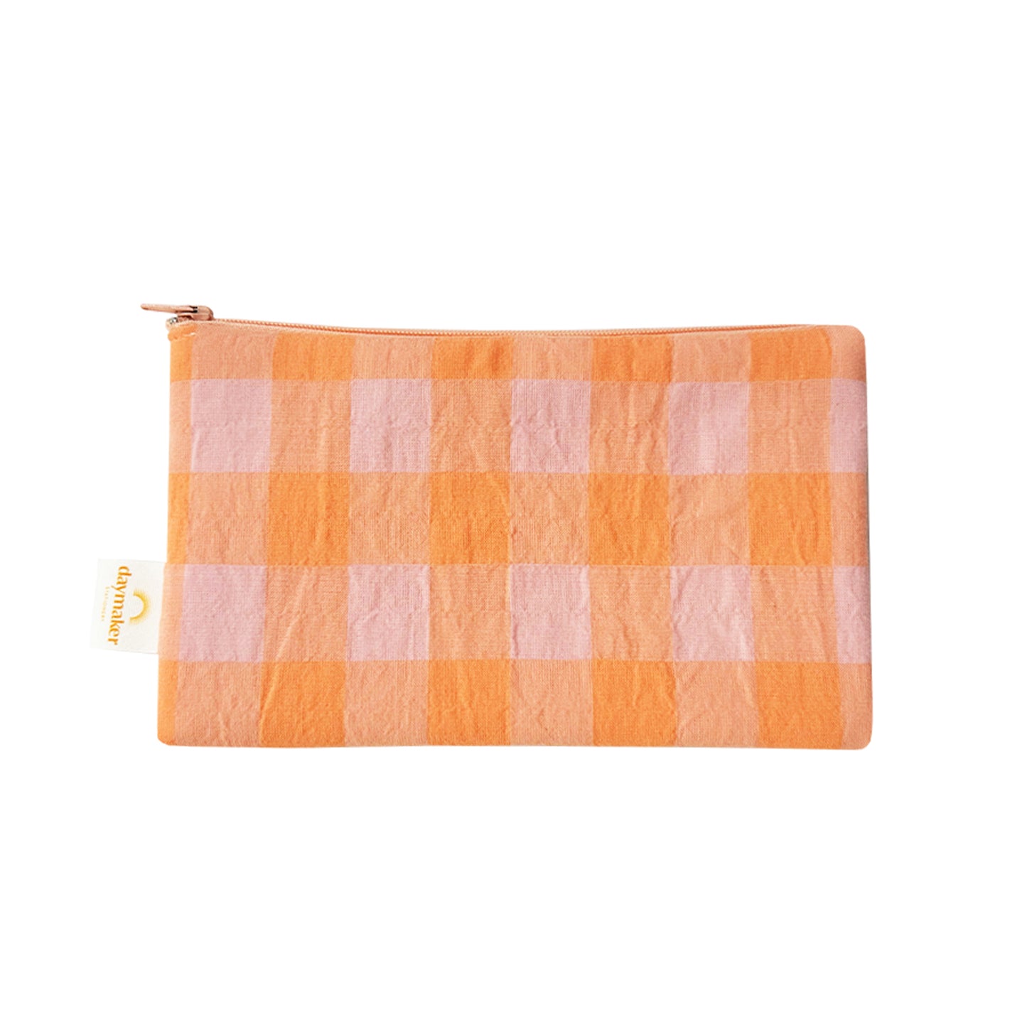 'Peach Gingham' Linen Pencil Case (RRP $24.95)