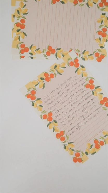 'Citrus Grove' Lined Letter Writing Stationery Set