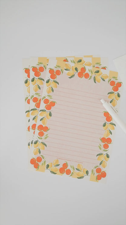 'Citrus Grove' Lined Letter Writing Stationery Set