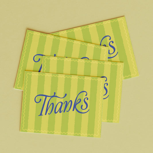 'Thank You' Boxed Card Set (6pk) - Green Chunky Stripe