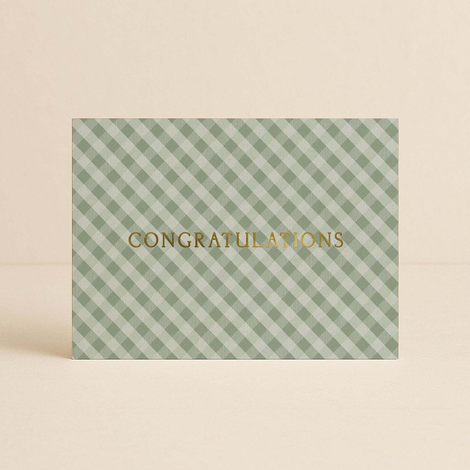 'Congratulations' Sage Gingham Greeting Card