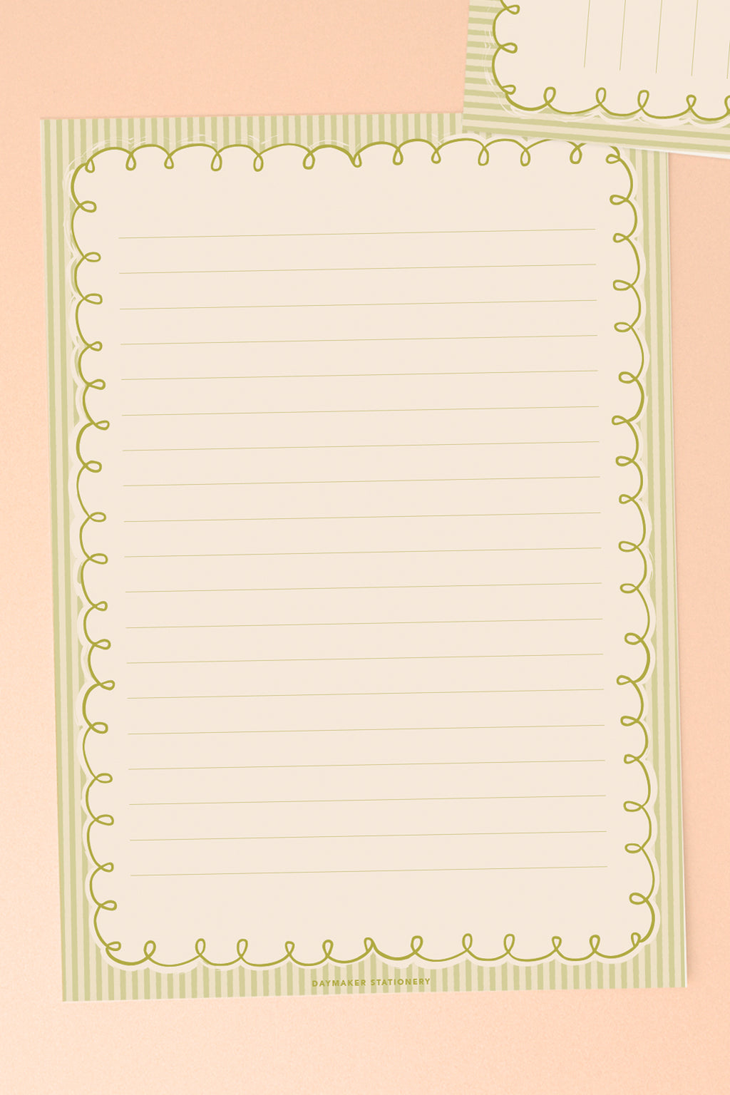 'Vert Pinstripe' Lined Letter Writing Stationery