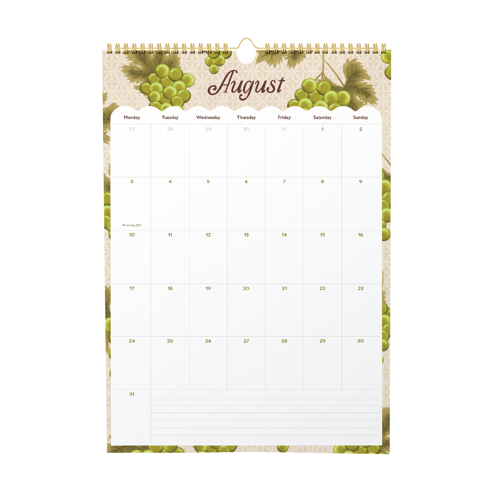 2026 Wall Calendar 'Taste of Tuscany'