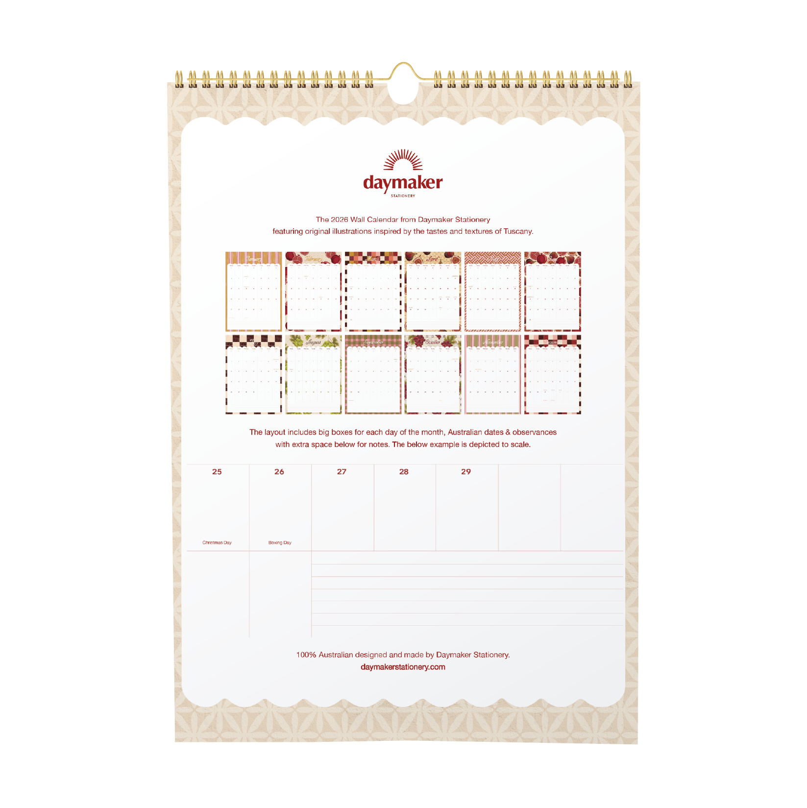 2026 Wall Calendar 'Taste of Tuscany'