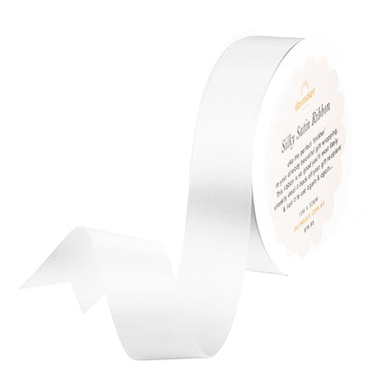 'White' Silky Satin Ribbon (15m)