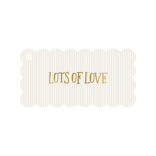 'Lots of Love' Cream Pinstripe Gift Tag