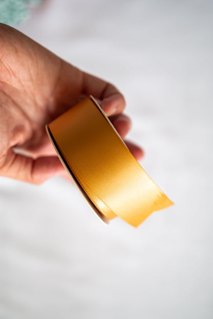 'Amber-Gold' Silky Satin Ribbon (15m)