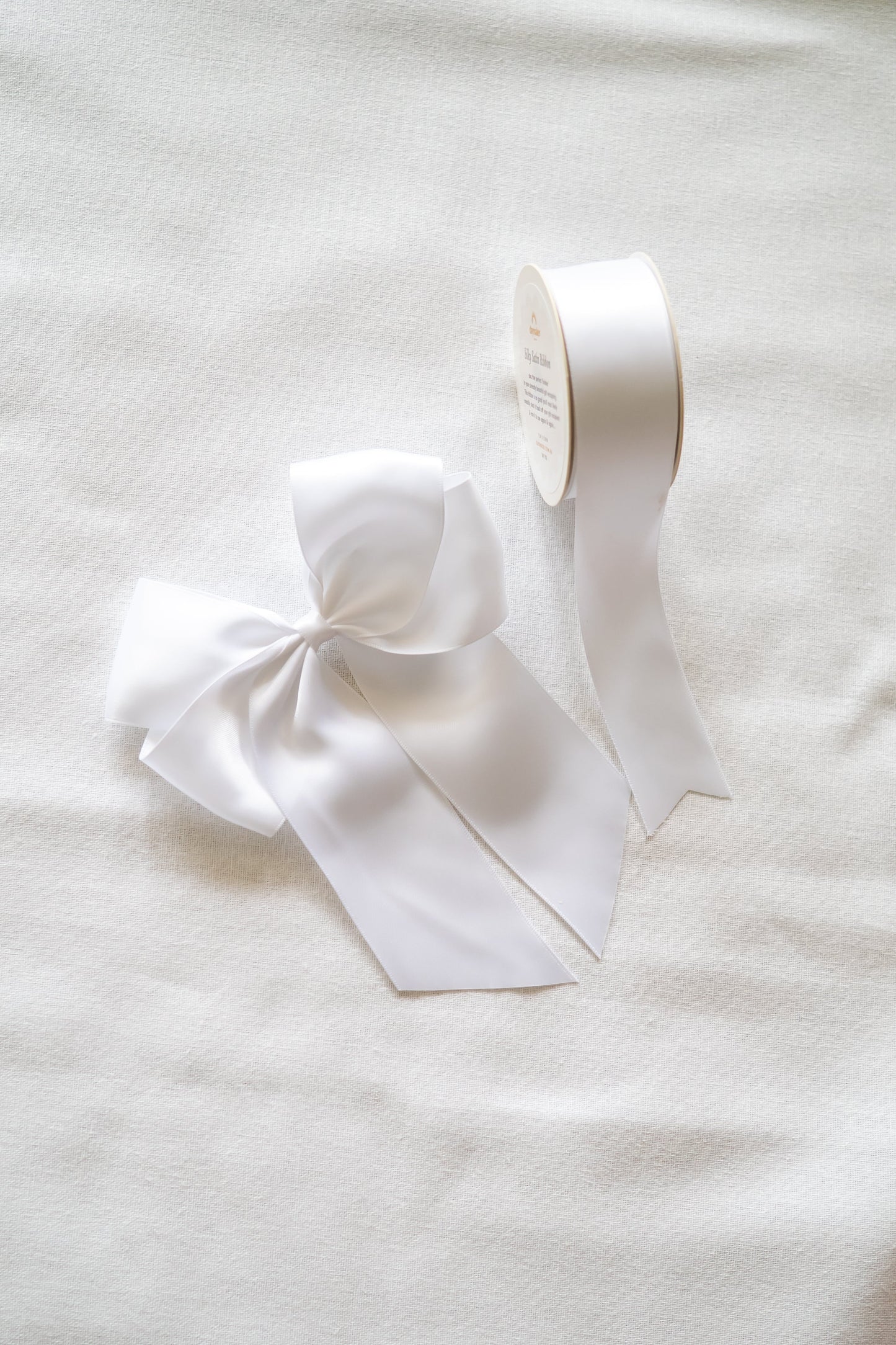 'White' Pre-Made Silky Satin Double Bow