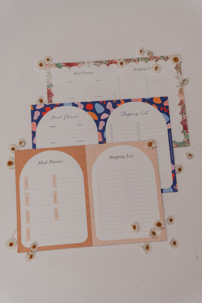 Native Floral 'Meal Plan & Shopping List' Magnetised A4 Notepad