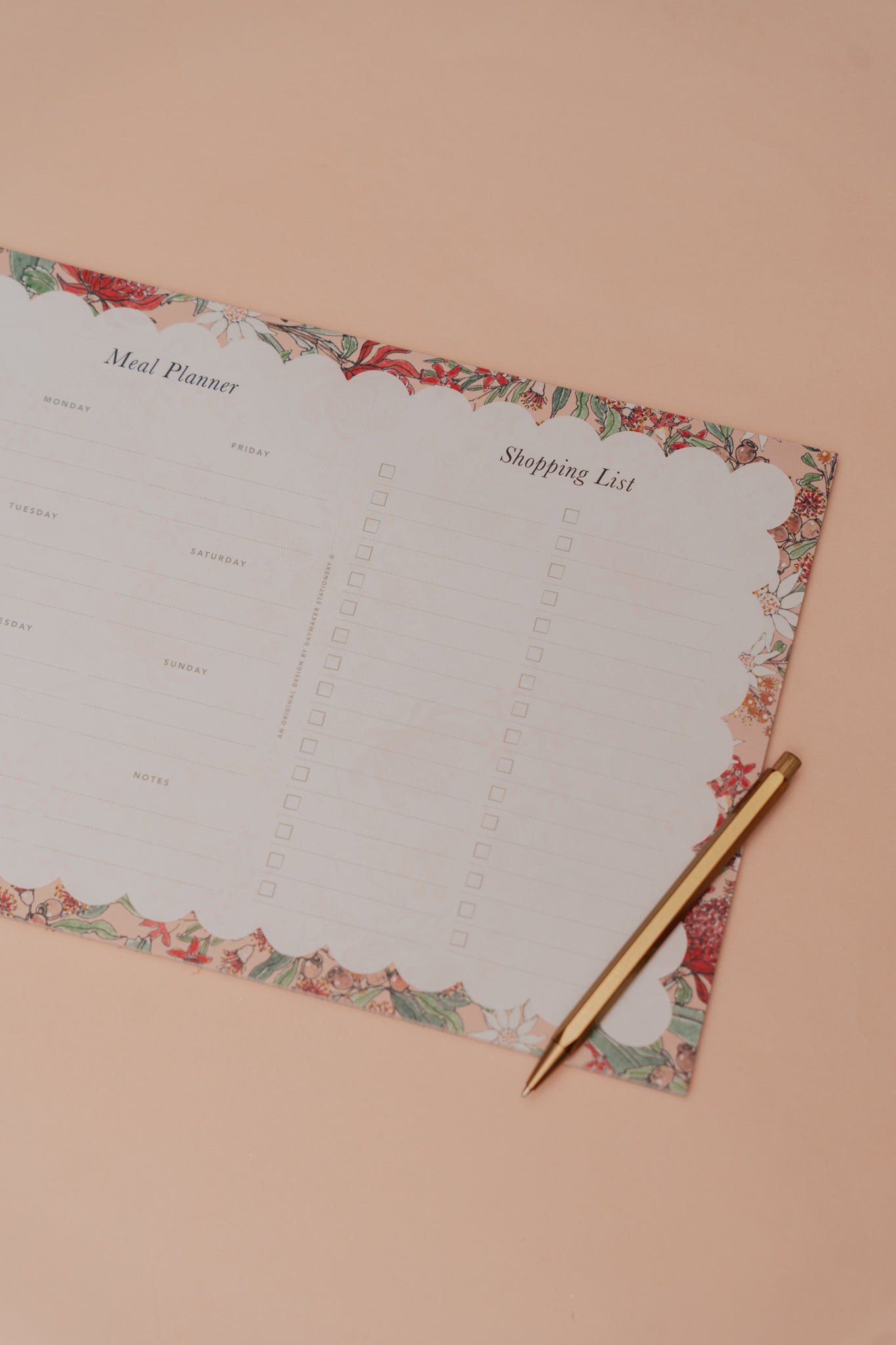 Native Floral 'Meal Plan & Shopping List' Magnetised A4 Notepad