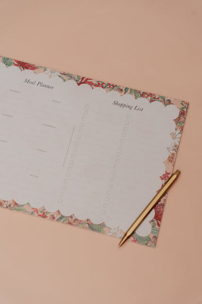 Native Floral 'Meal Plan & Shopping List' Magnetised A4 Notepad