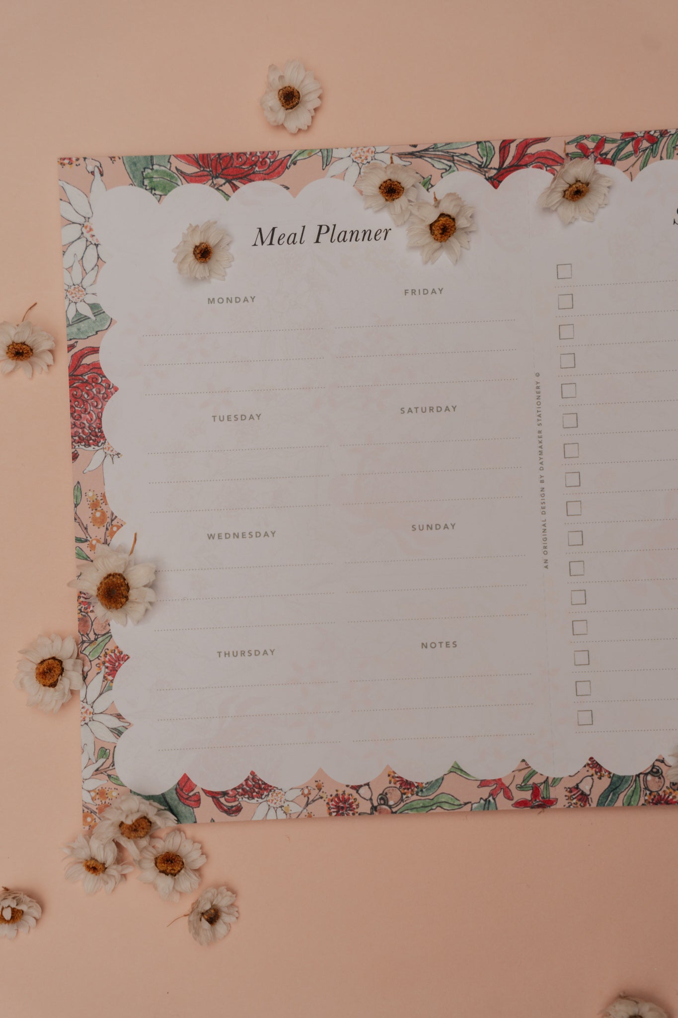 Native Floral 'Meal Plan & Shopping List' Magnetised A4 Notepad