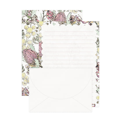 'Native Australian Floral' Lined Letter Writing Stationery Set