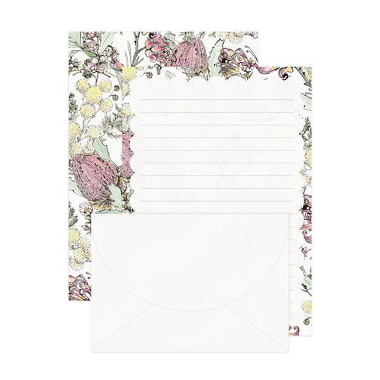 'Native Australian Floral' Lined Letter Writing Stationery Set