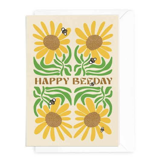 'Happy Bee-Day' Sunflowers Greeting Card