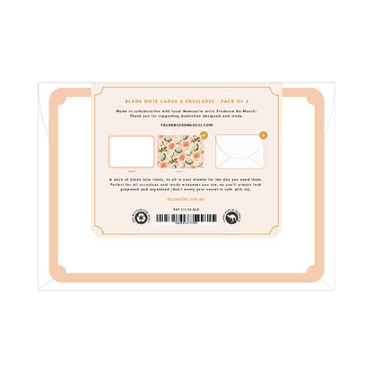 Blank 'Peach Floral' Note Cards & Envelopes (6pk) - Honest Paper - 5061008170435