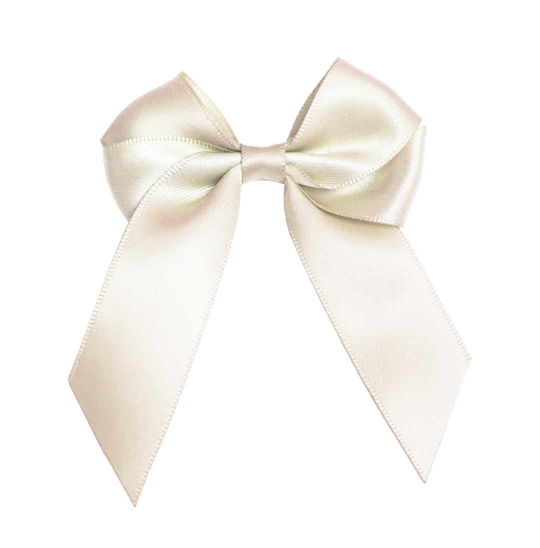 'Cream' Pre-Made Silky Satin Double Bow