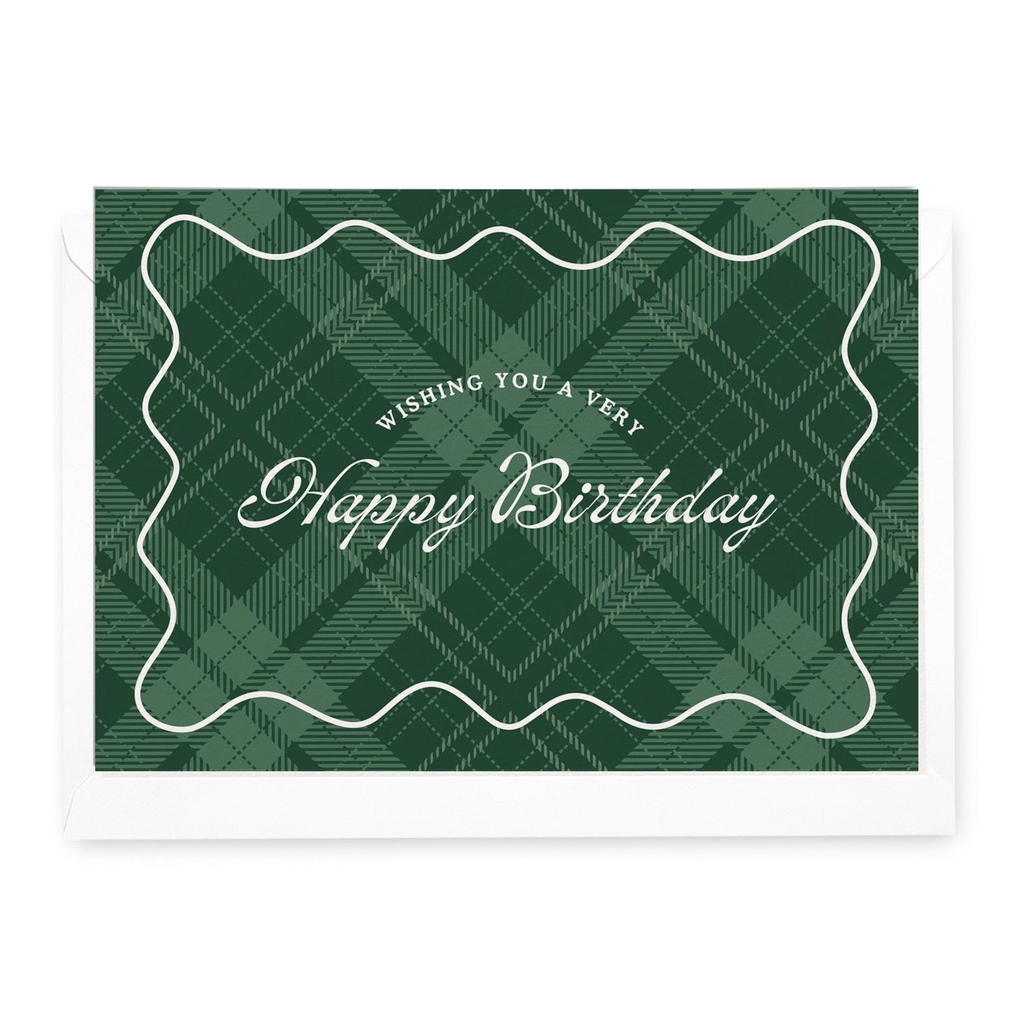 'Happy Birthday' Green Tartan Greeting Card