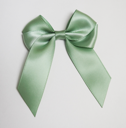 'Sage' Pre-Made Silky Satin Double Bow