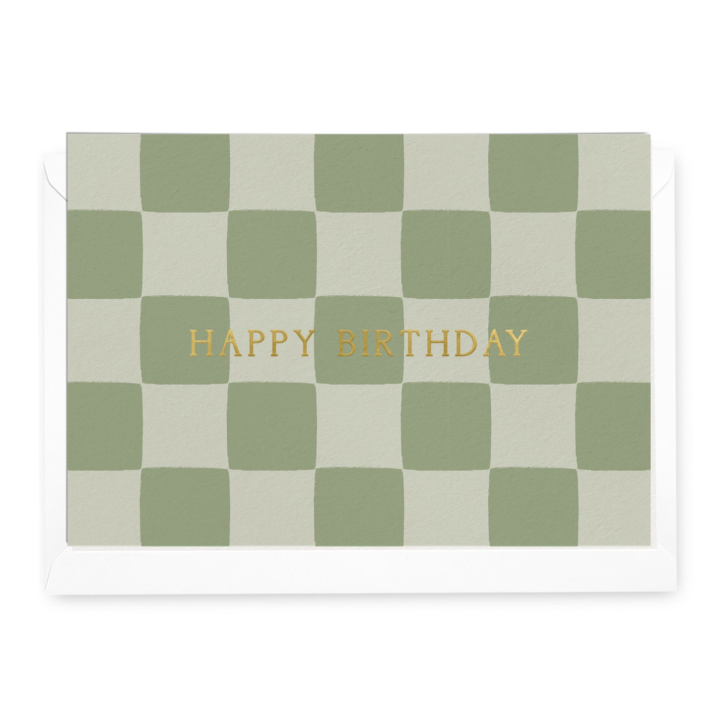 'Happy Birthday' Sage Check Greeting Card