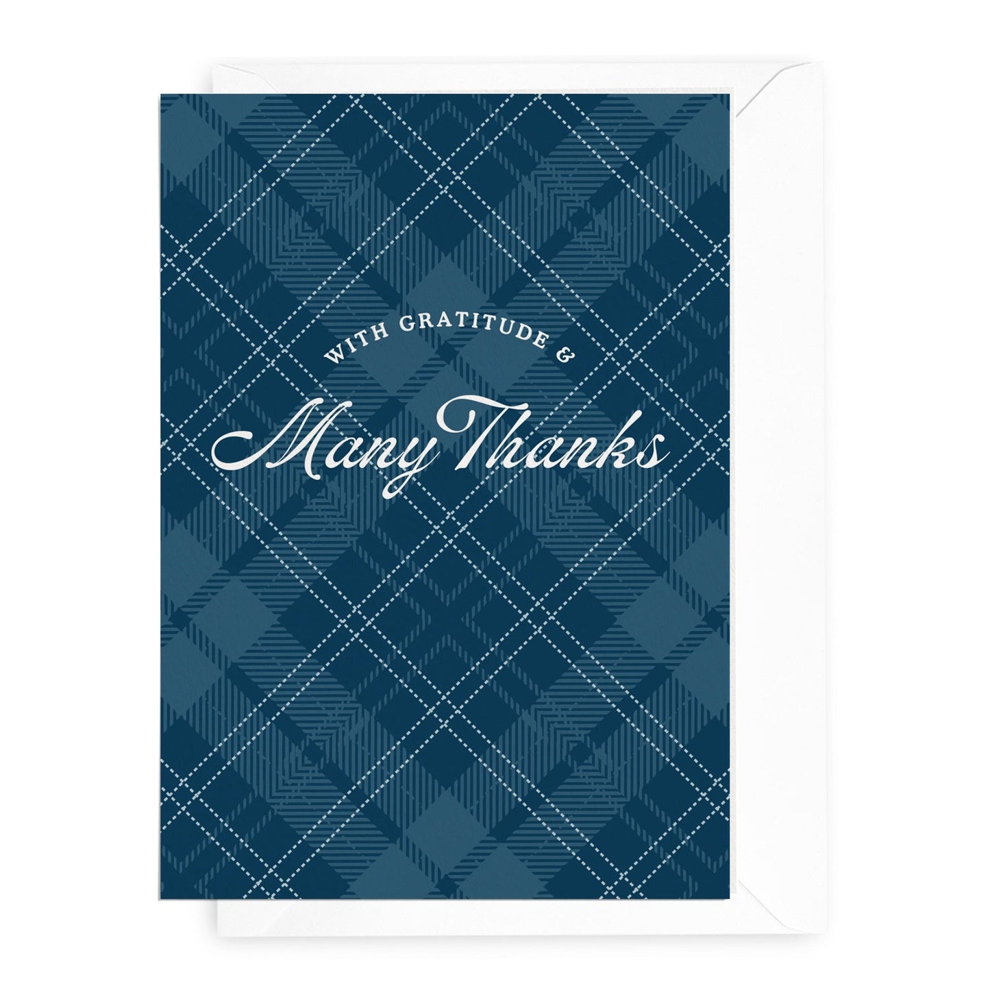 'With Gratitude & Many Thanks' Navy Tartan Greeting Card