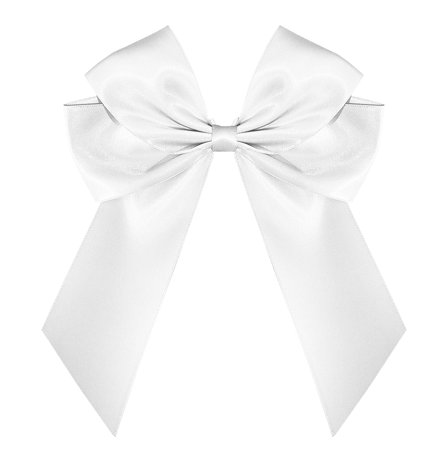 'White' Pre-Made Silky Satin Double Bow